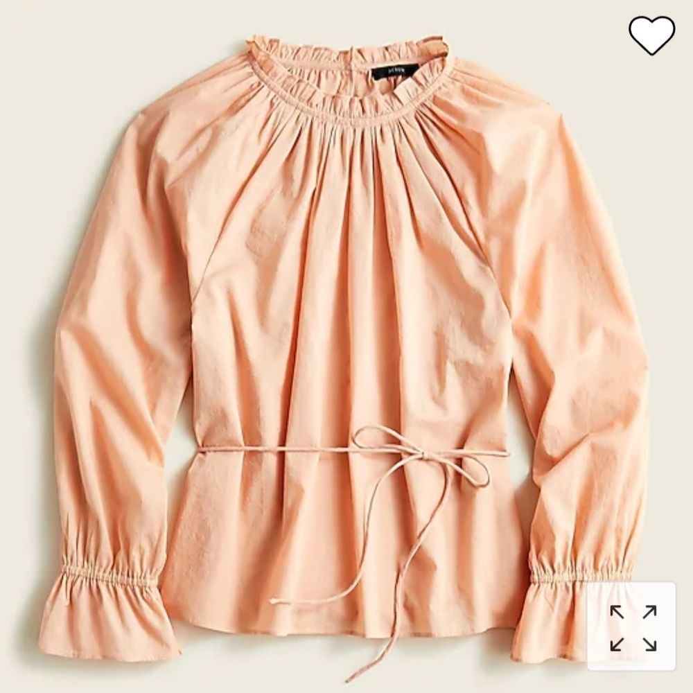 J. Crew Tie Waist Top in Organic Cotton Voile in Warm Taupe